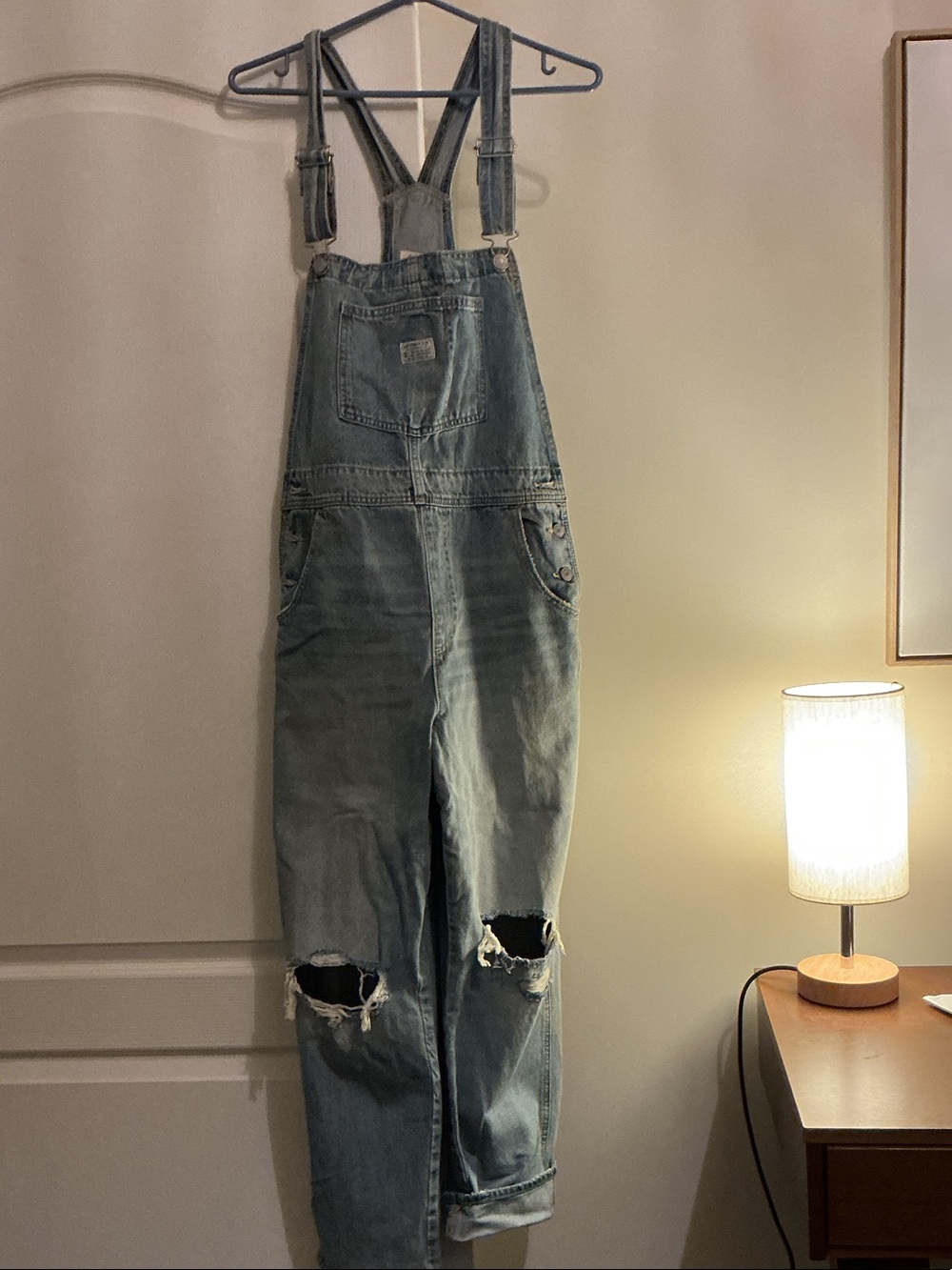 Levi's Distressed Denim Overalls - Faded Blue